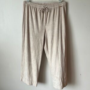 St. John Sport Velour Track Pants Wide Leg Size Large Tan
